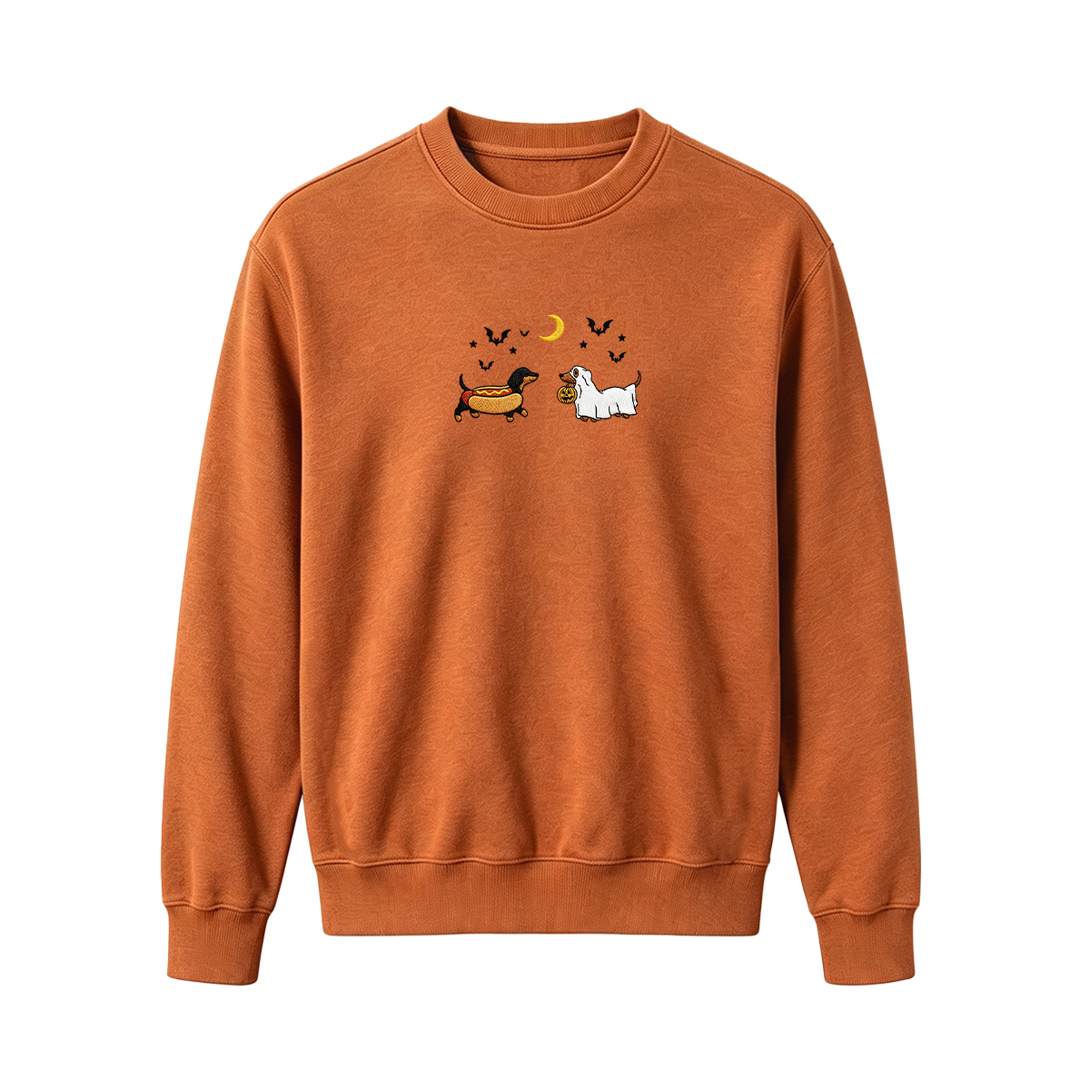 Embroidered Halloween Black and Brown & Brown Dachshunds Spooky Season Sweatshirt