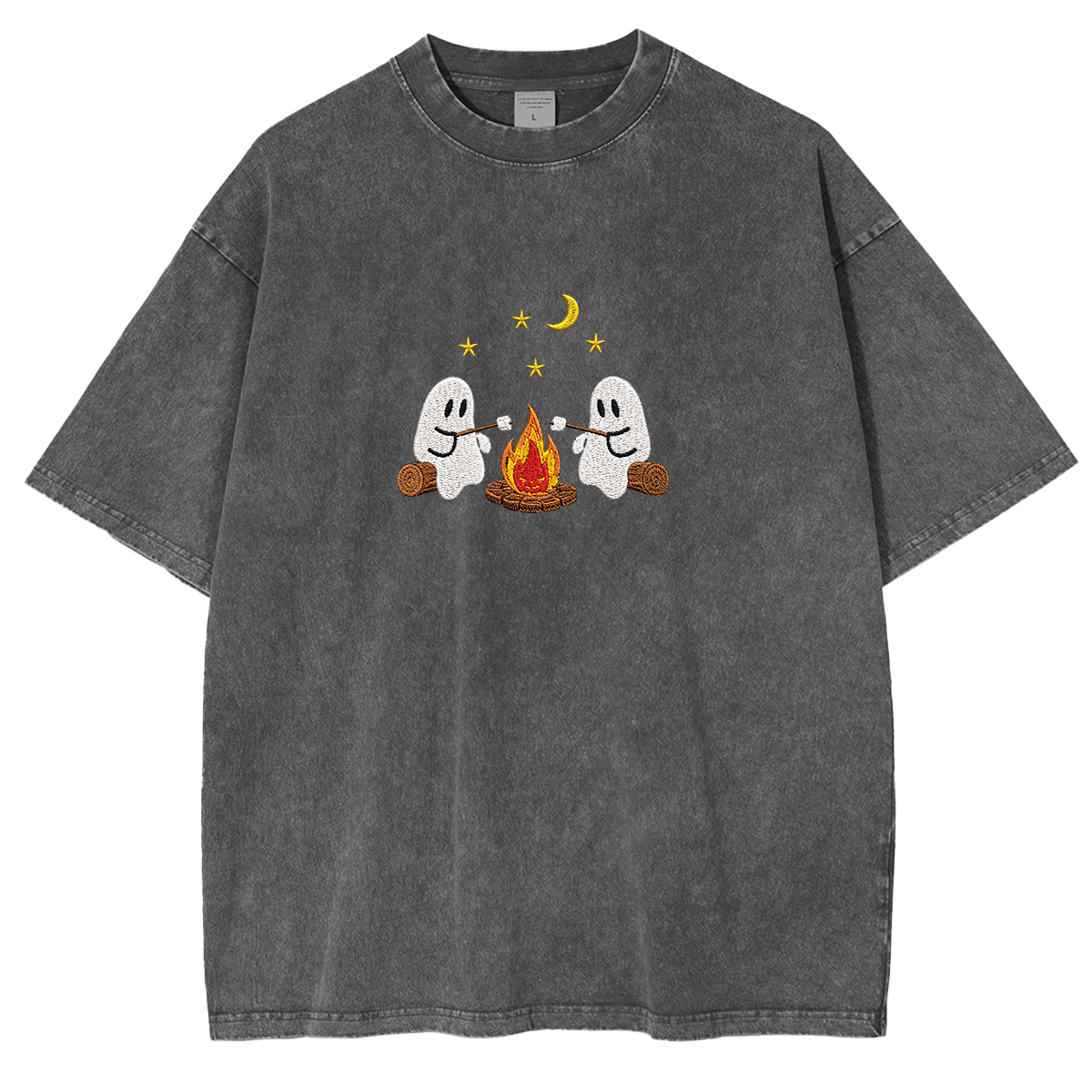 Camping Ghosts Embroidered Halloween Weashed Shrit