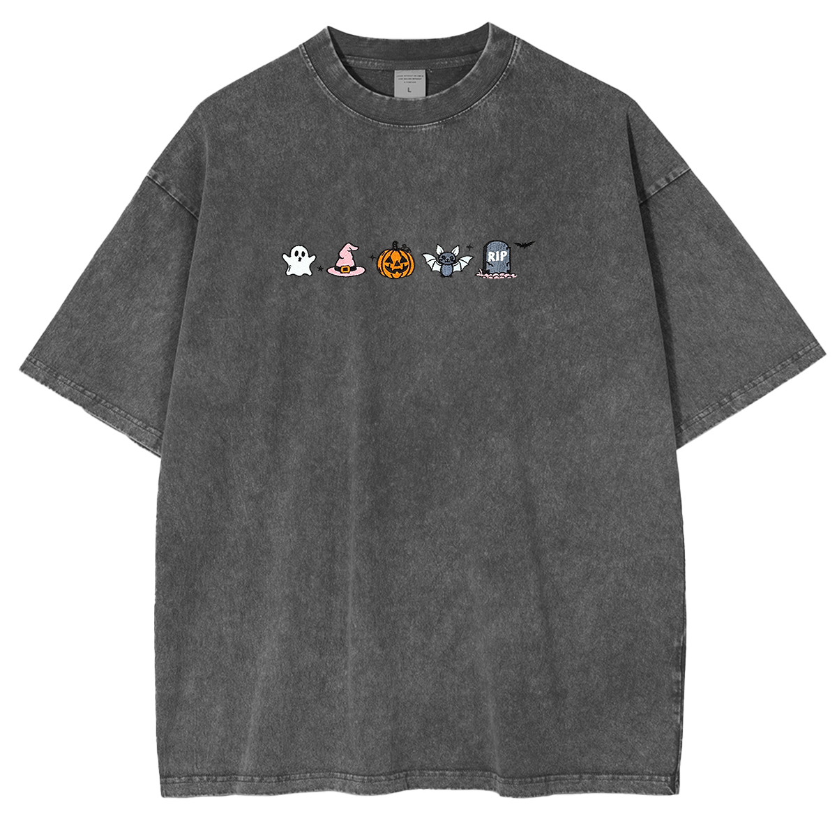Embroidered Halloween  Weashed Shrit