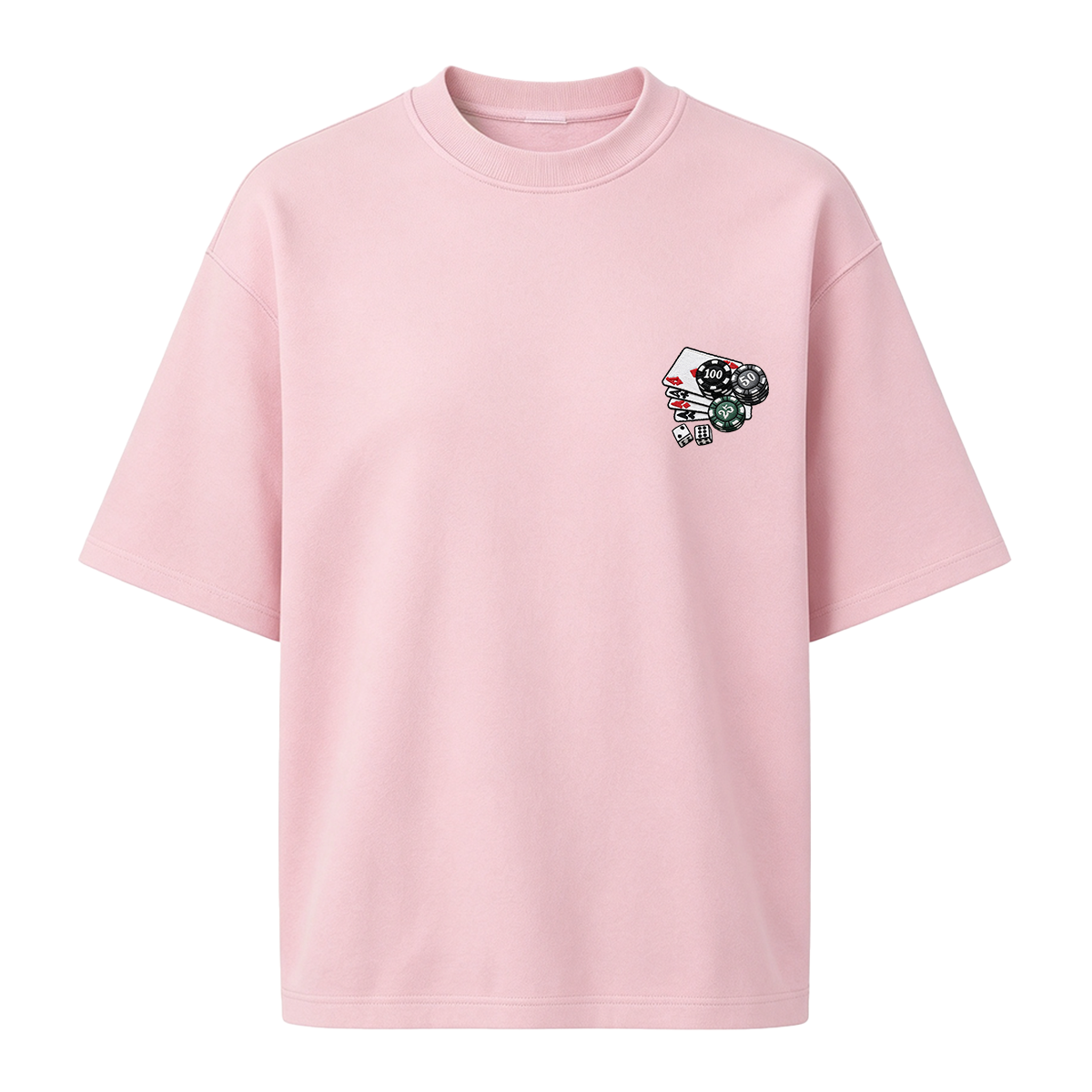 Embroidered Chips and Playing Cards T-shirt
