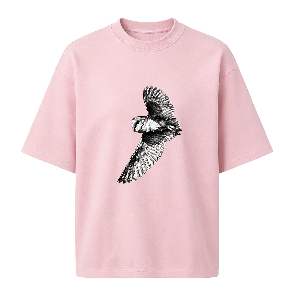 Barn Owl Pencil Sketch Oversized T-shirt