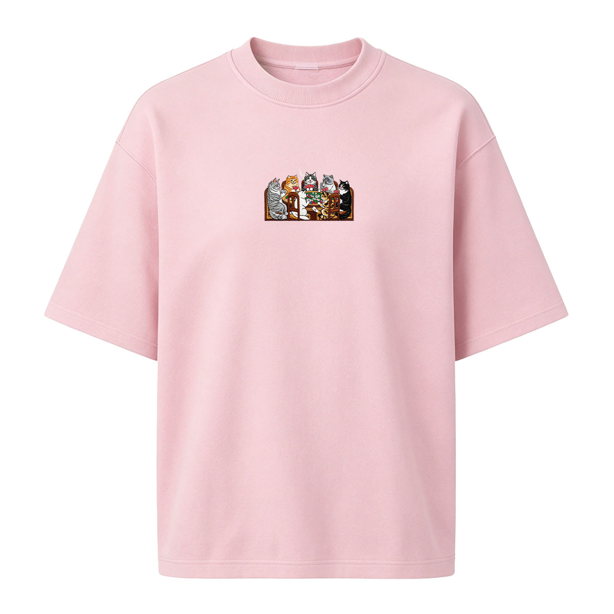 Embroidered Cats Playing Poker T-shirt