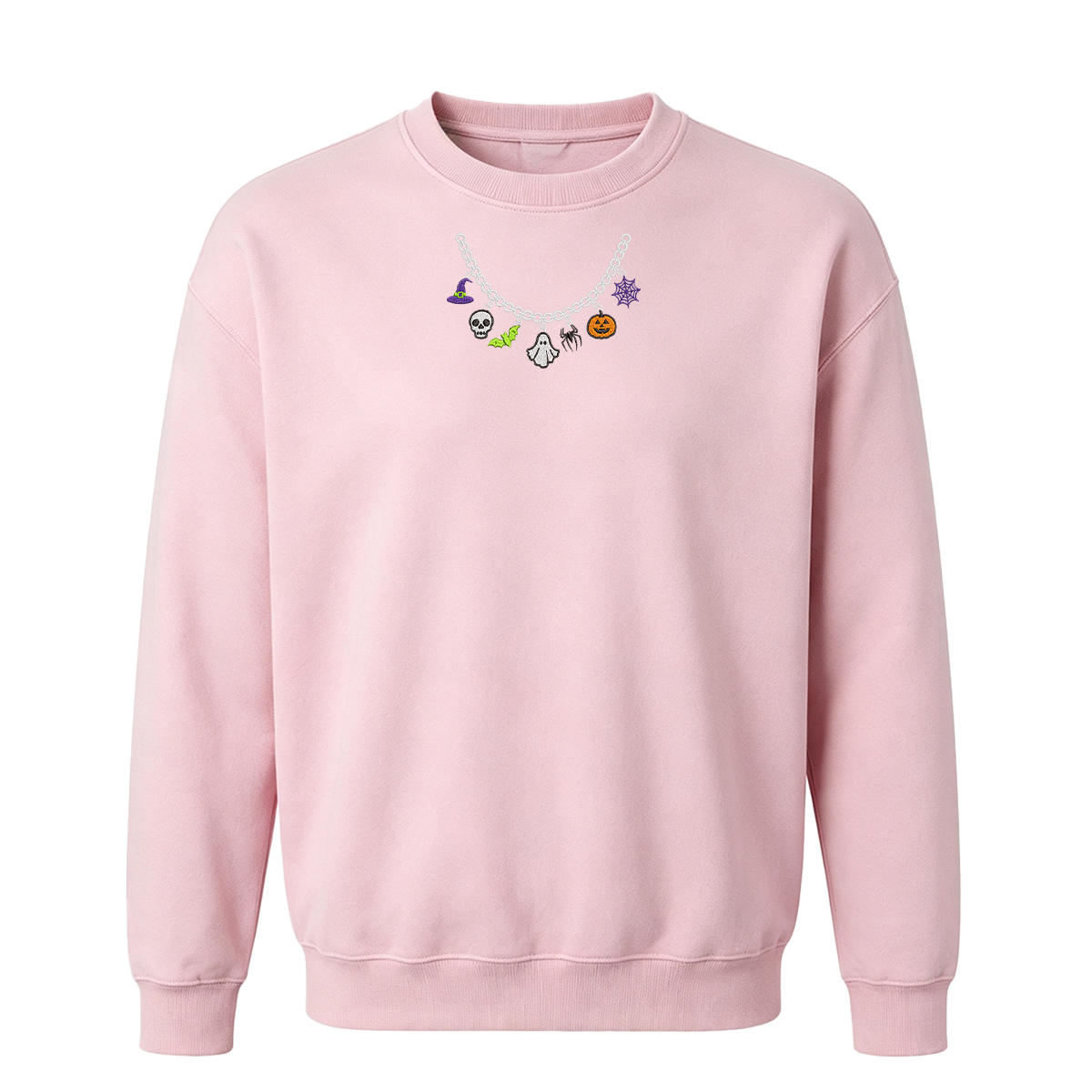 Spooky Season Necklace Charms Embroidered Halloween Sweatshirt