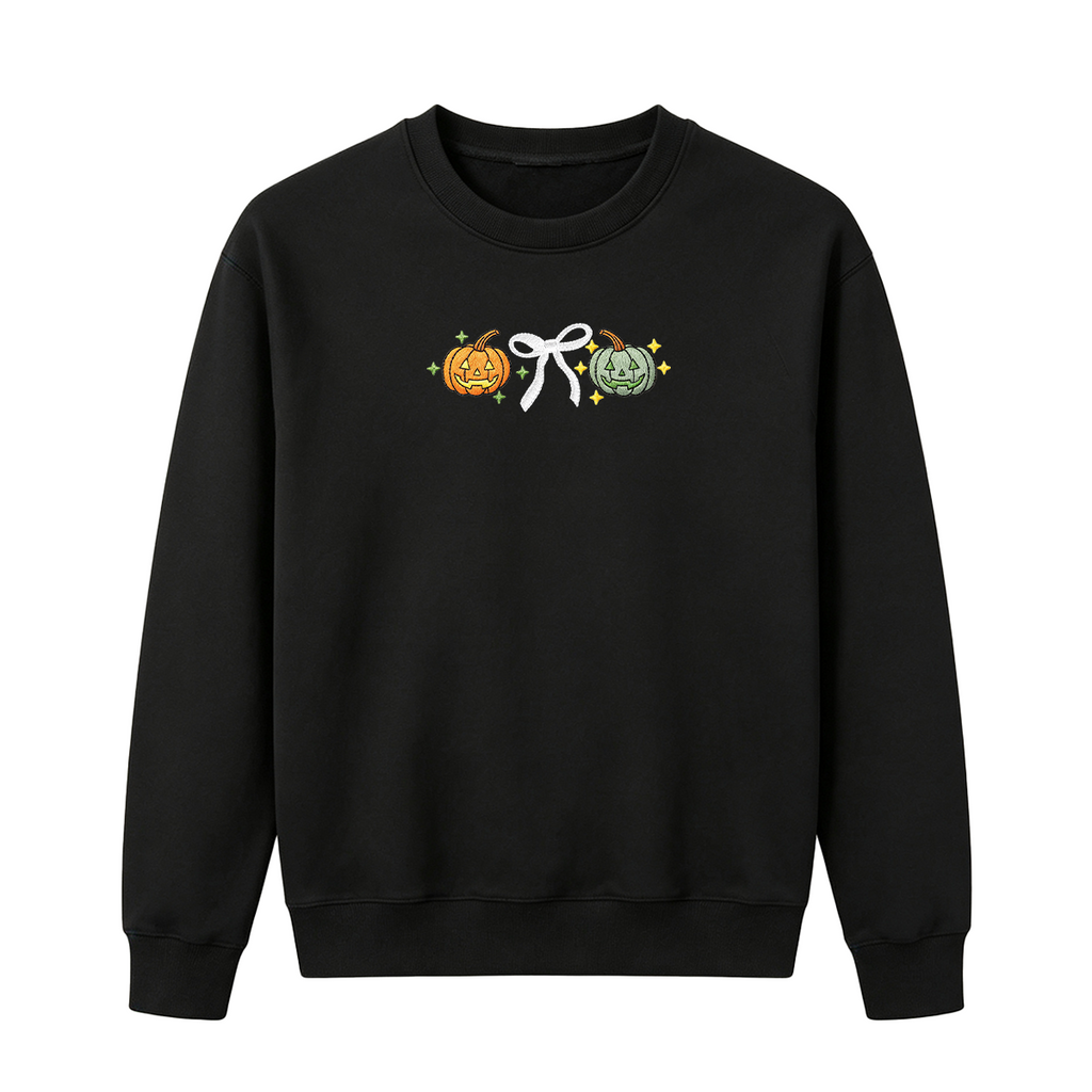 Embroidered Halloween Coquette Pumpkins Sweatshirt
