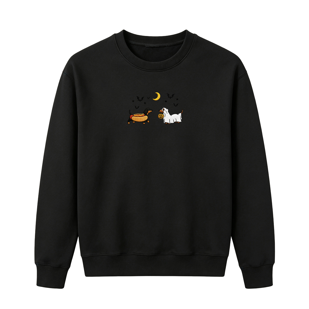 Embroidered Halloween Black and Brown & Brown Dachshunds Spooky Season Sweatshirt
