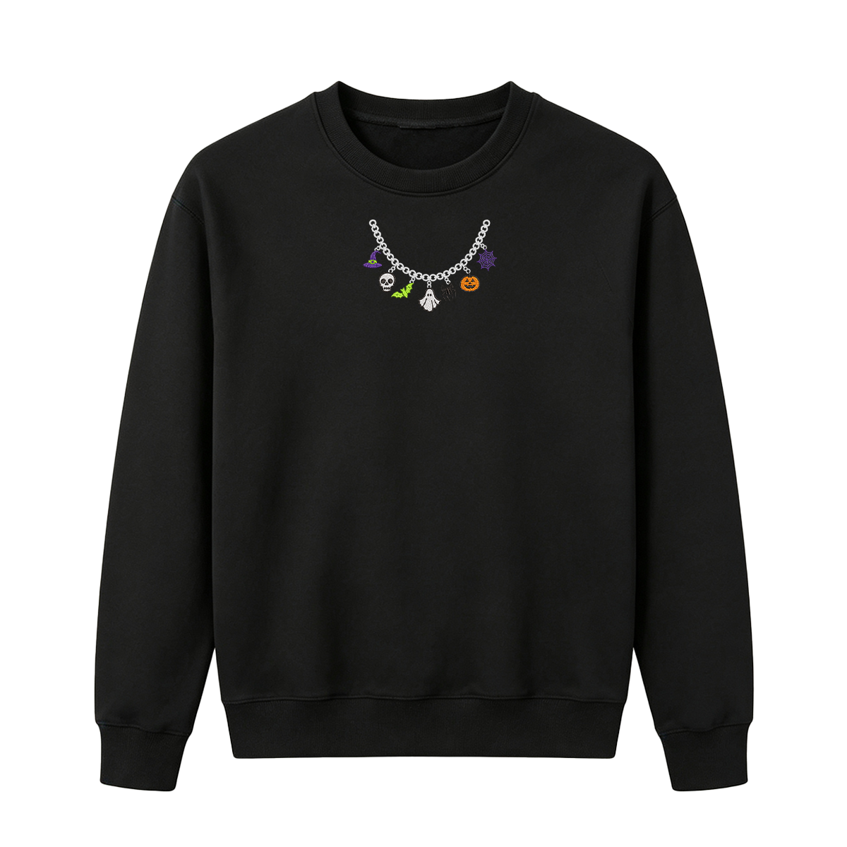 Spooky Season Necklace Charms Embroidered Halloween Sweatshirt