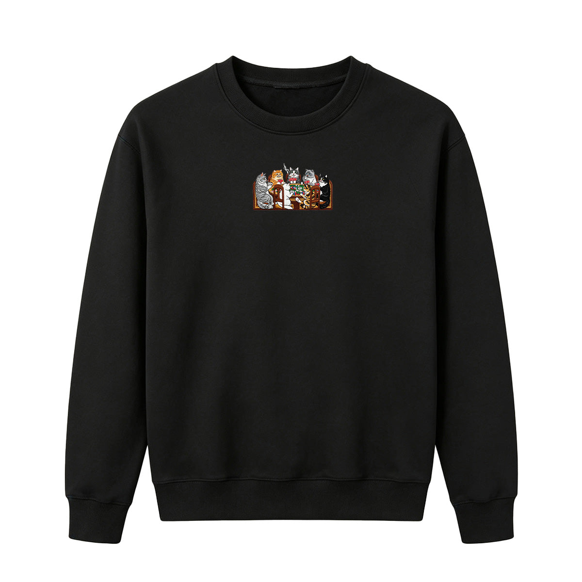 Embroidered Cats Playing Poker Sweatshirt