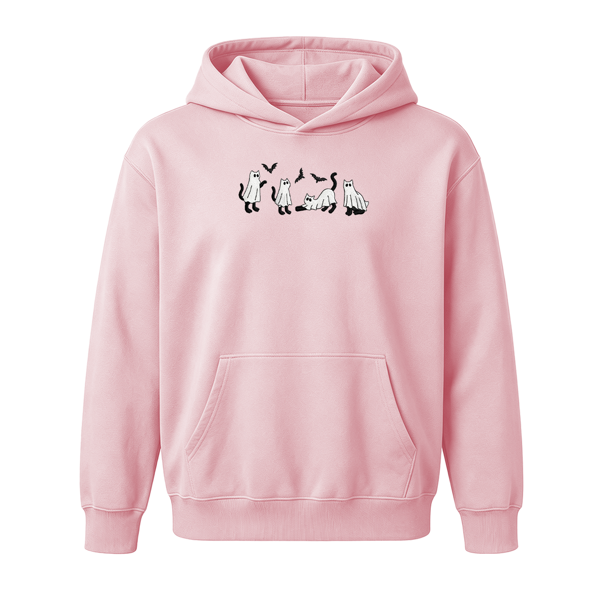 Embroidered Ghost Cats Halloween Hoodie
