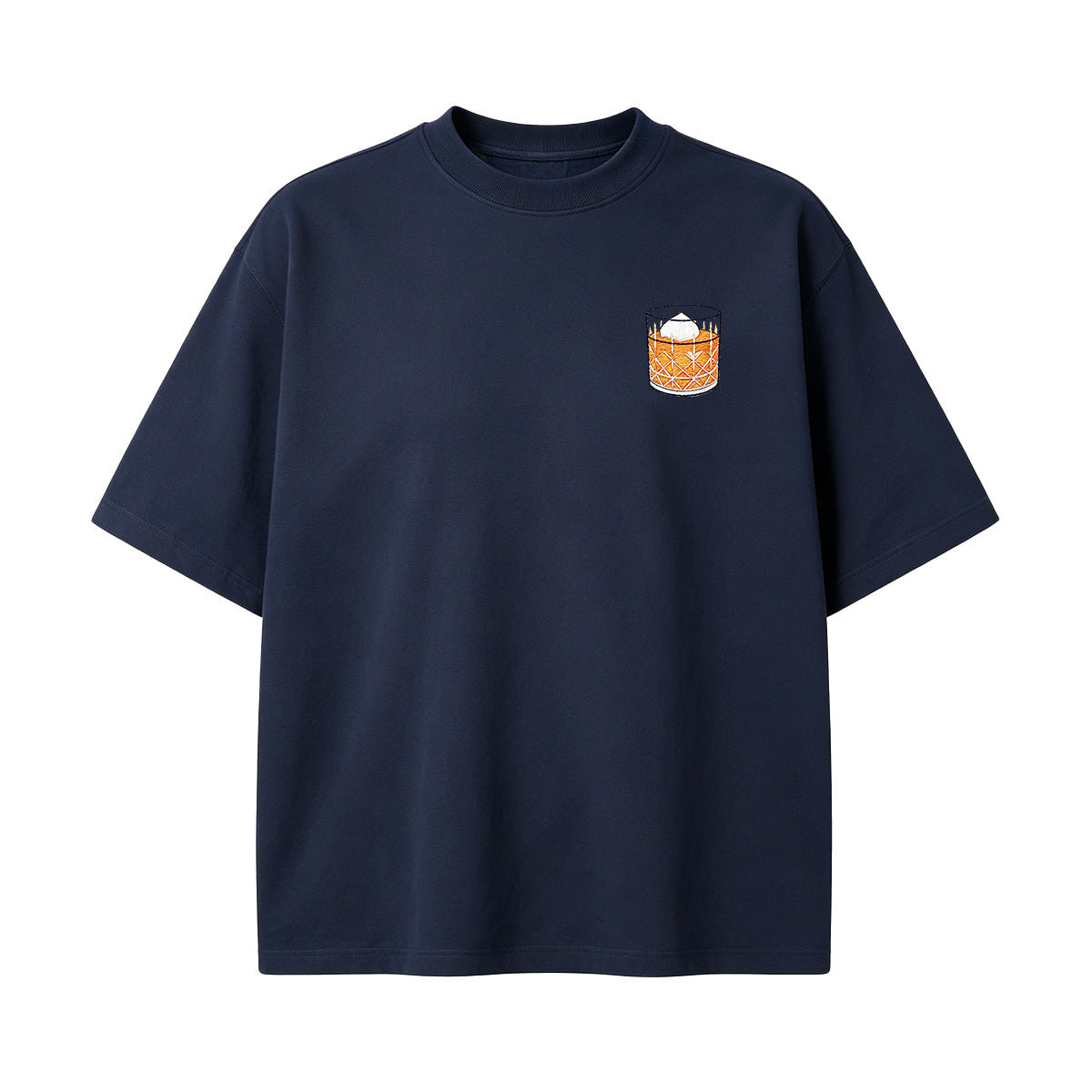 Embroidered Whiskey on the Rocks T-shirt