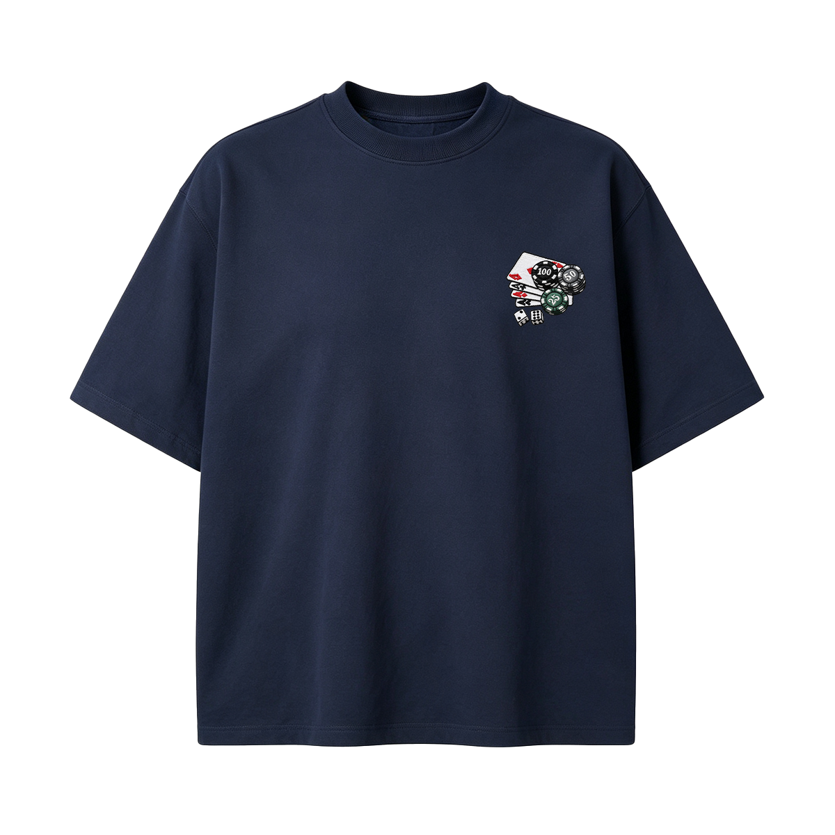 Embroidered Chips and Playing Cards T-shirt
