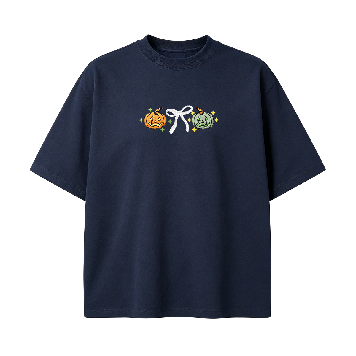 Embroidered Halloween Coquette Pumpkins T-shirt