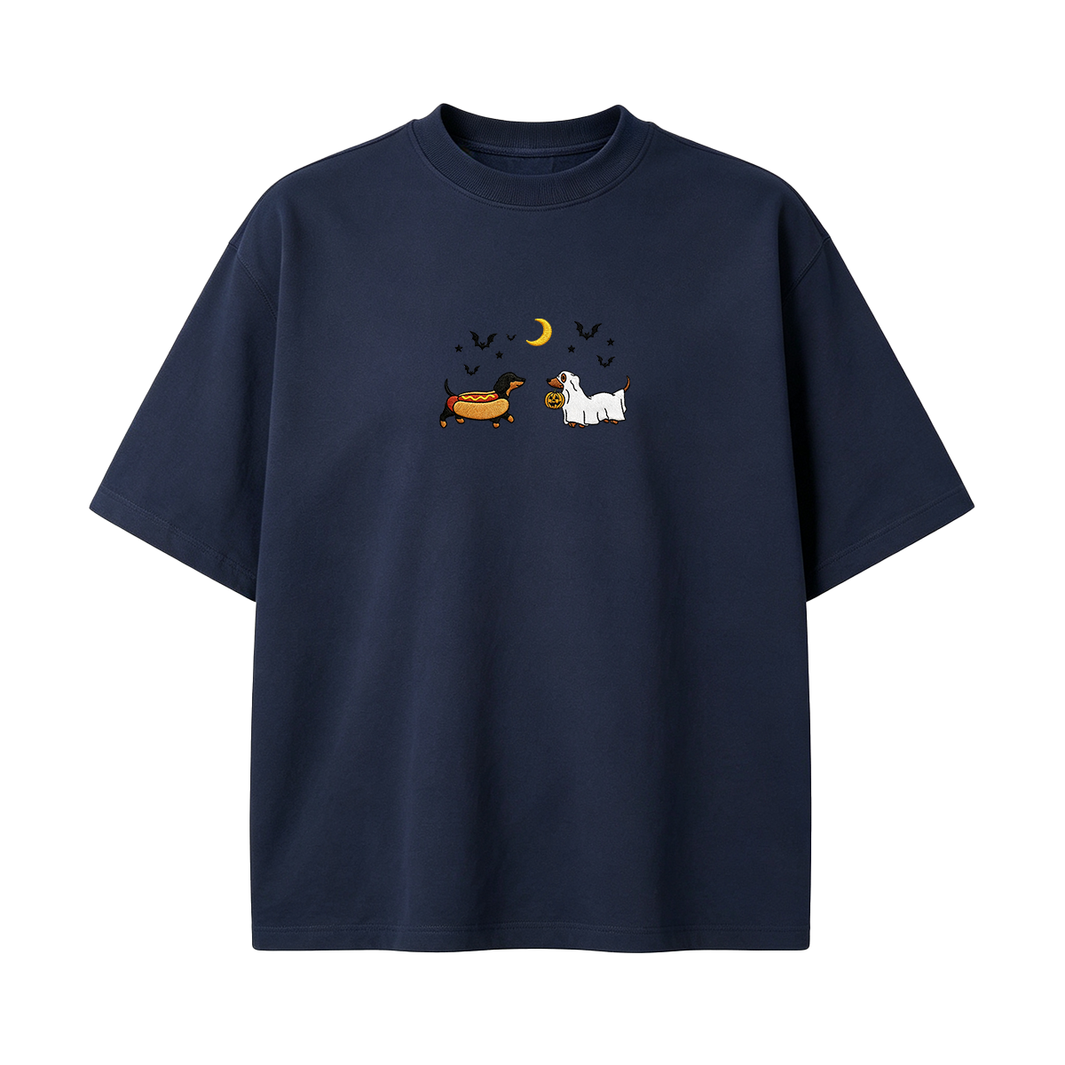 Embroidered Halloween Black and Brown & Brown Dachshunds Spooky Season  T-shirt