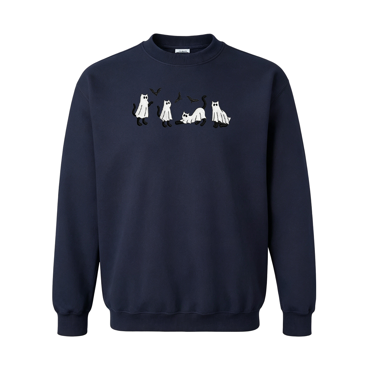 Embroidered Ghost Cats Halloween  Sweatshirt