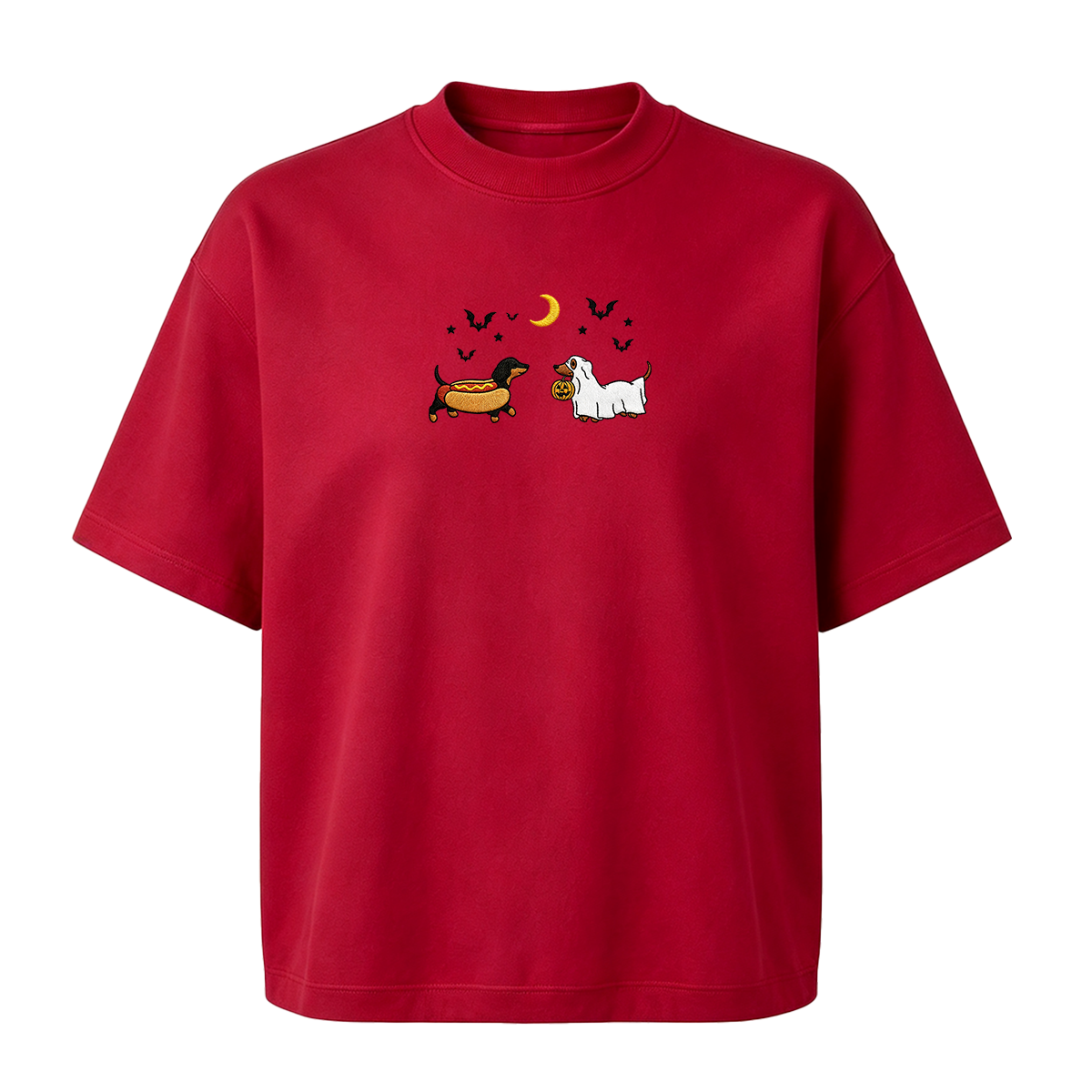 Embroidered Halloween Black and Brown & Brown Dachshunds Spooky Season  T-shirt