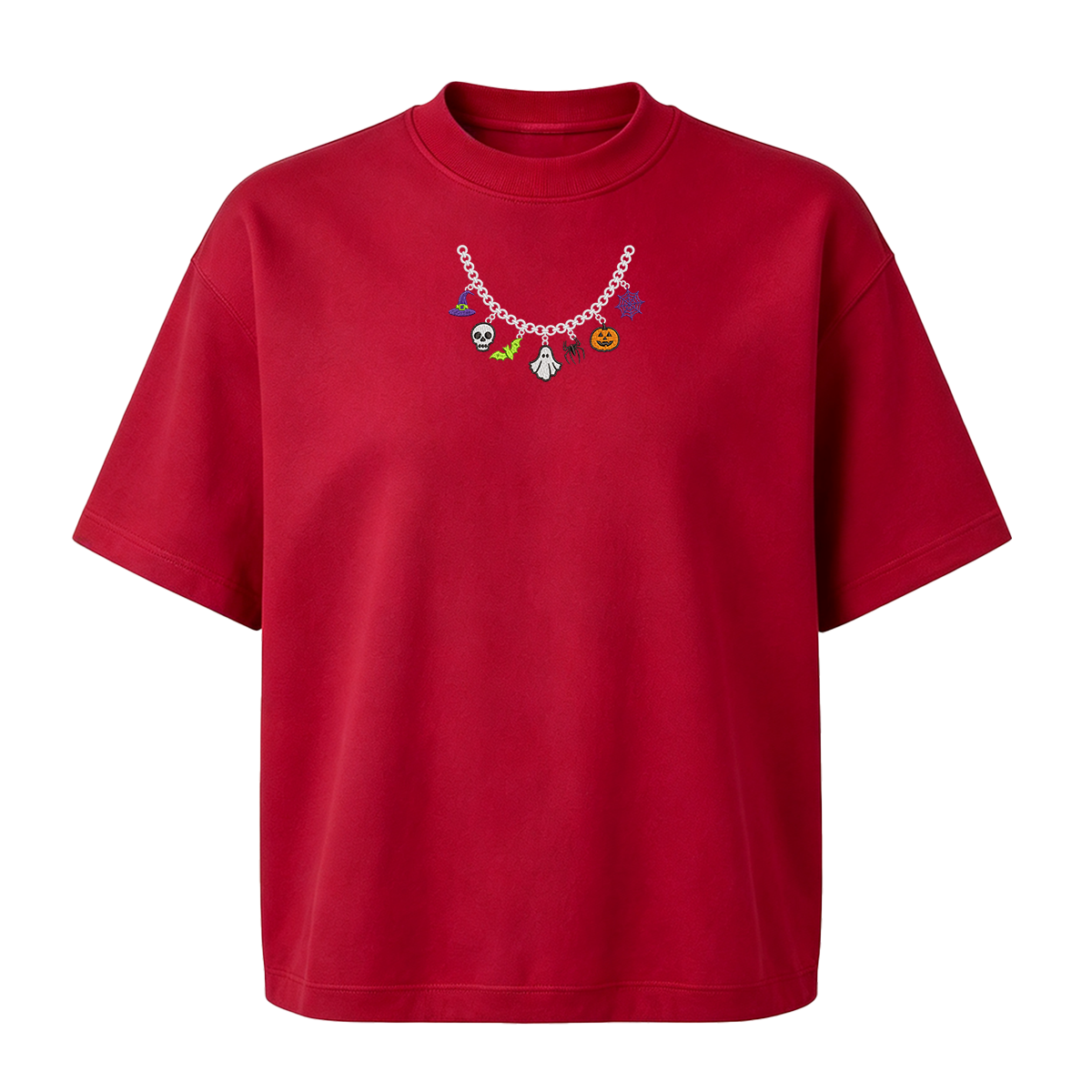 Spooky Season Necklace Charms Embroidered Halloween  T-shirt