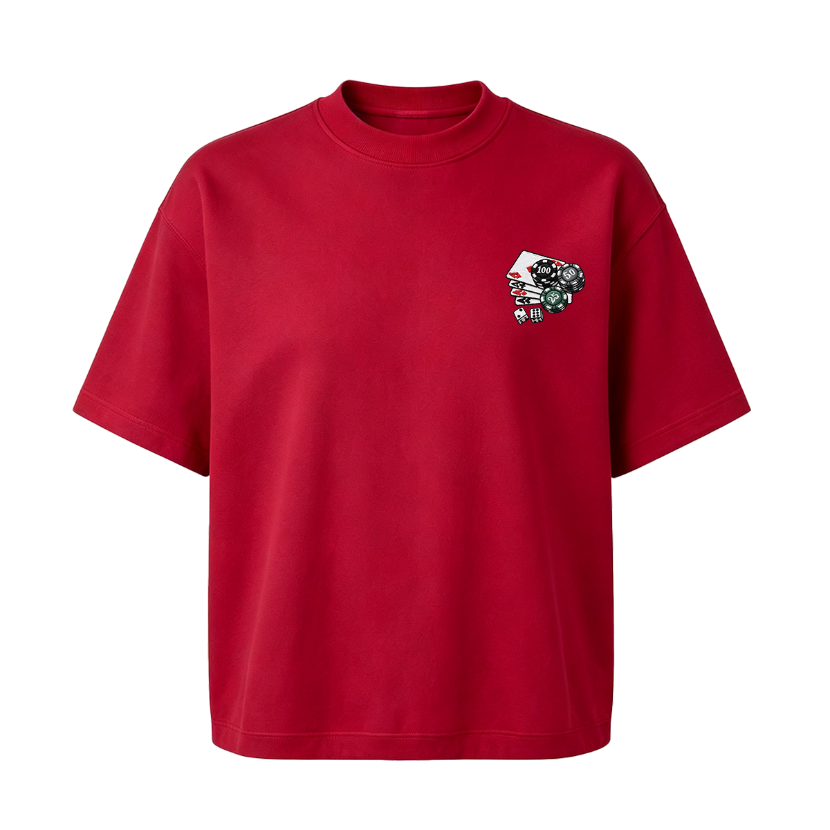 Embroidered Chips and Playing Cards T-shirt
