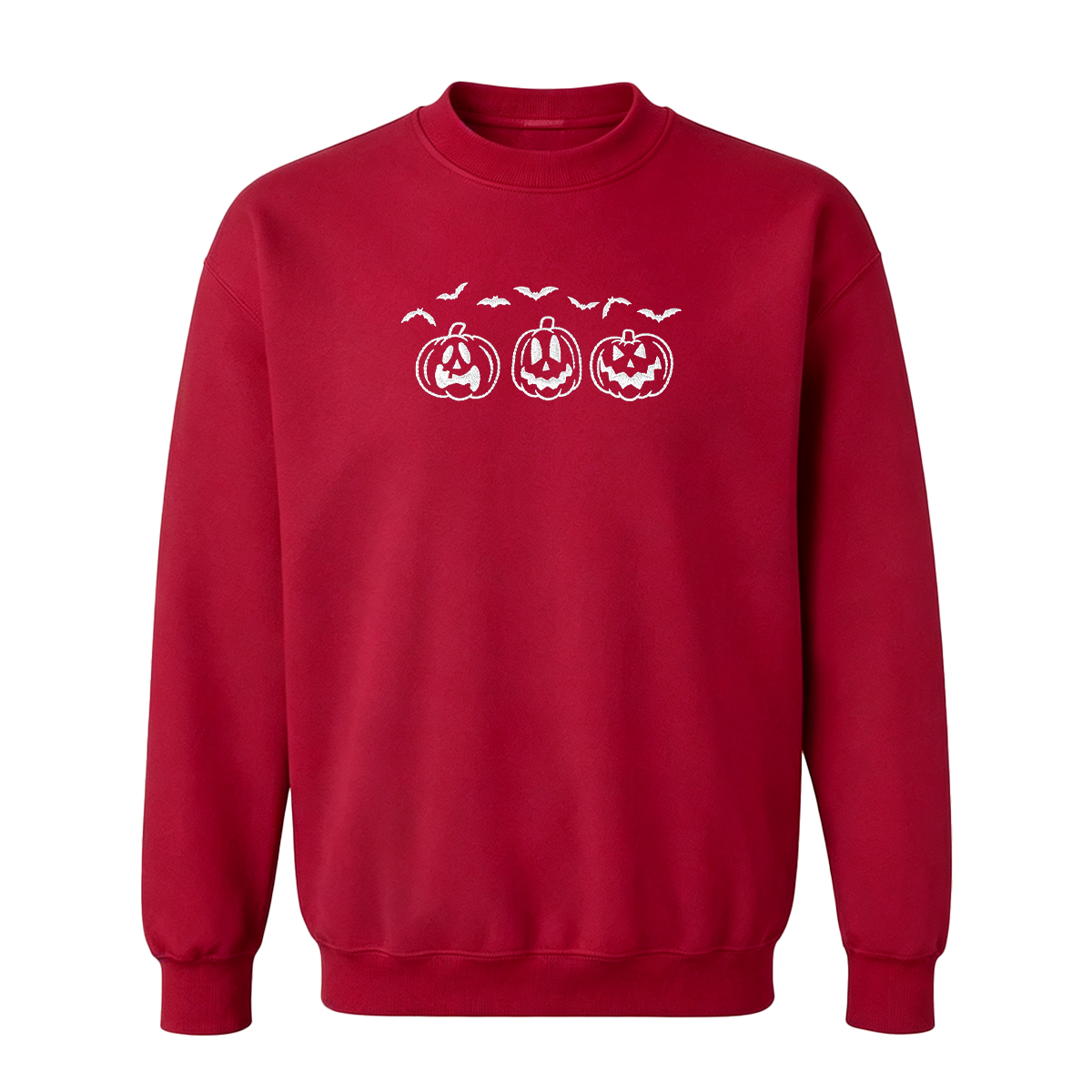 Embroidered Pumpkin Outline with Bats Halloween Sweatshirt