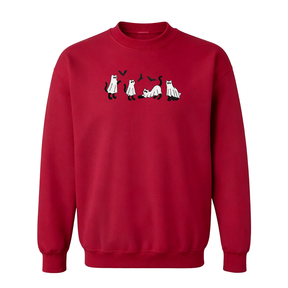 Embroidered Ghost Cats Halloween  Sweatshirt