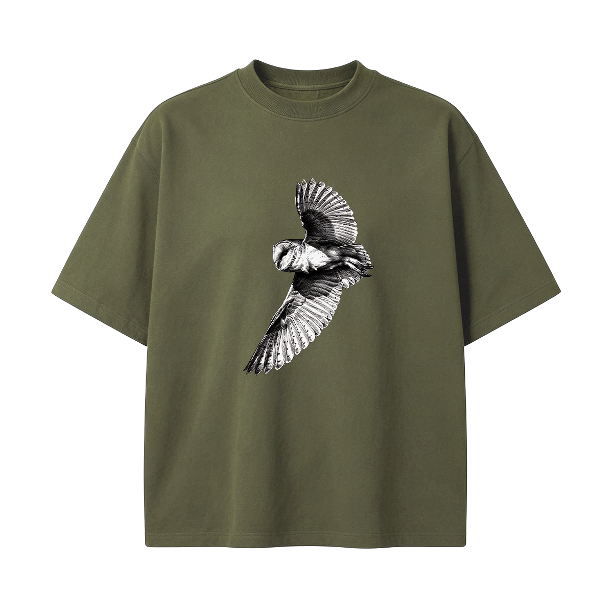 Barn Owl Pencil Sketch Oversized T-shirt