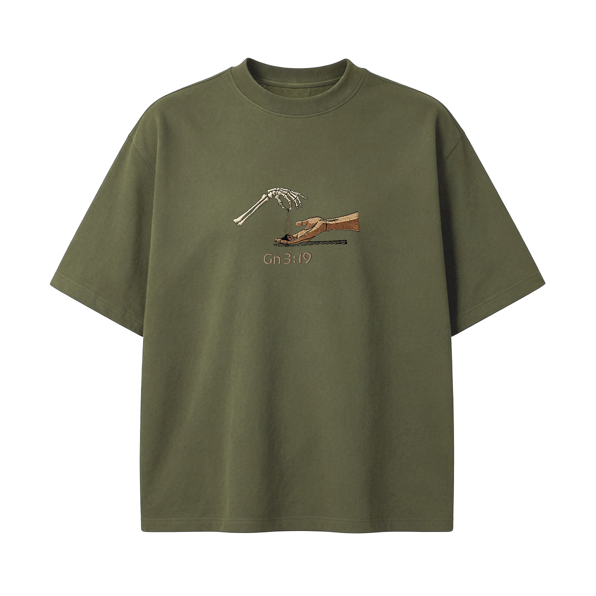 Embroidered  The Significance of Genesis 3:19 in Christian Fashion T-shirt