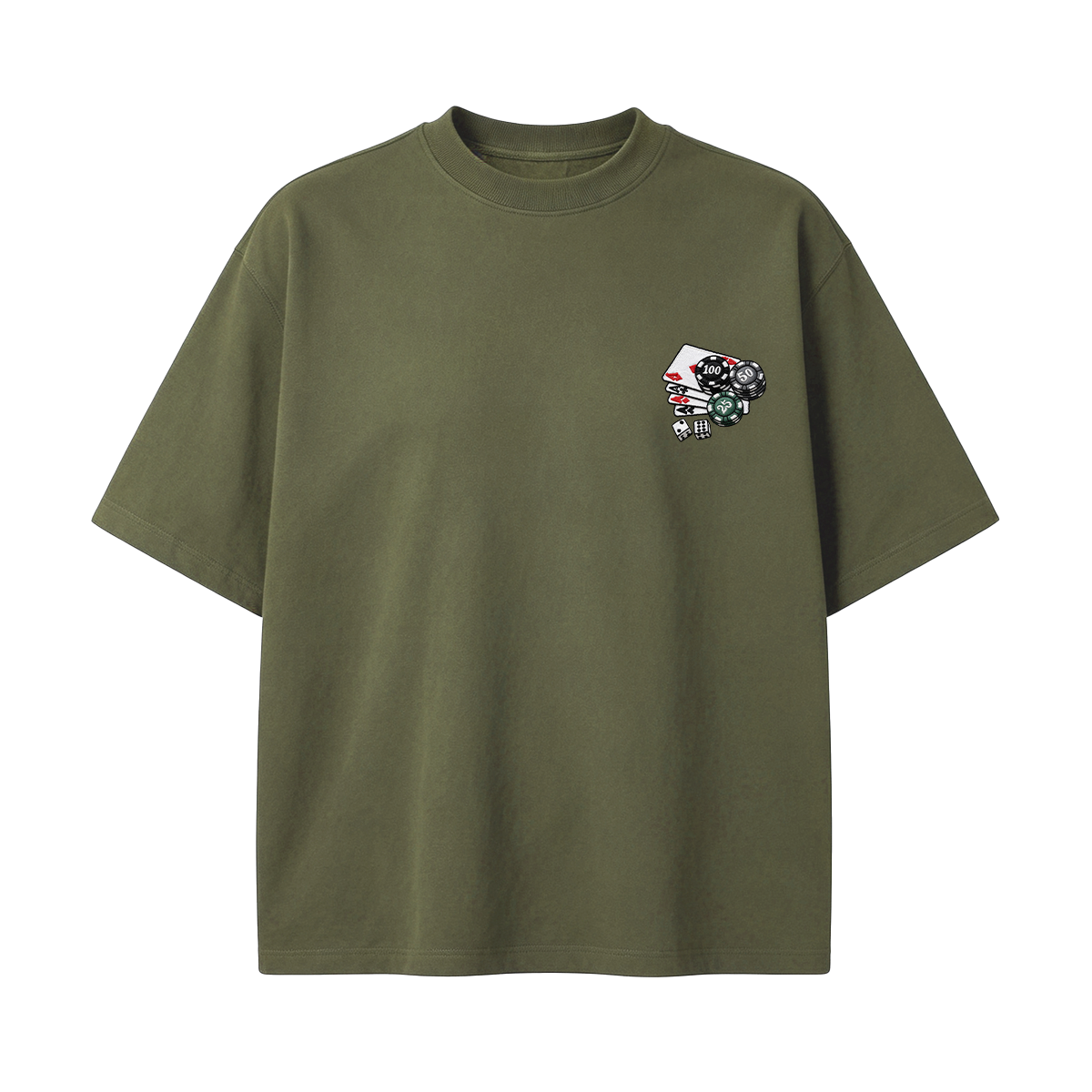 Embroidered Chips and Playing Cards T-shirt