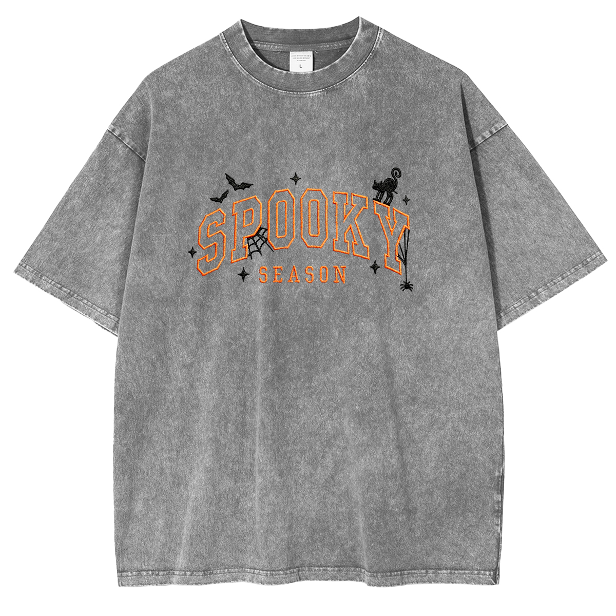 Spooky season embroidered Halloween Weashed Shrit