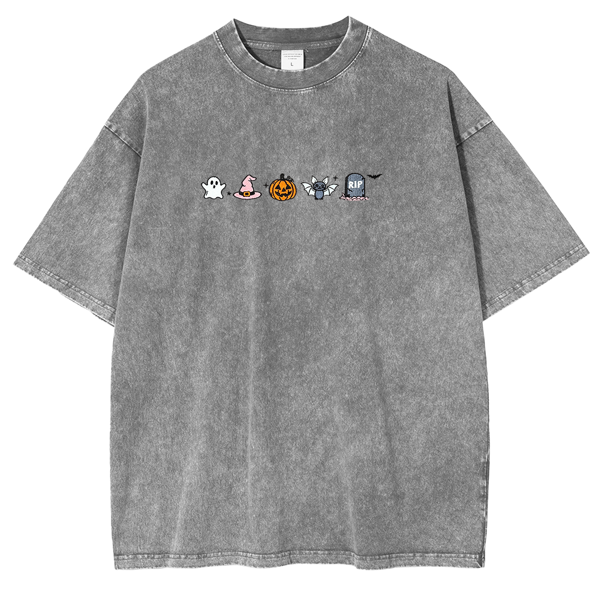 Embroidered Halloween  Weashed Shrit