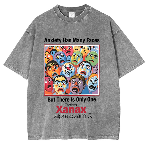 Anxiety Has Many Faces Washed T-shirt