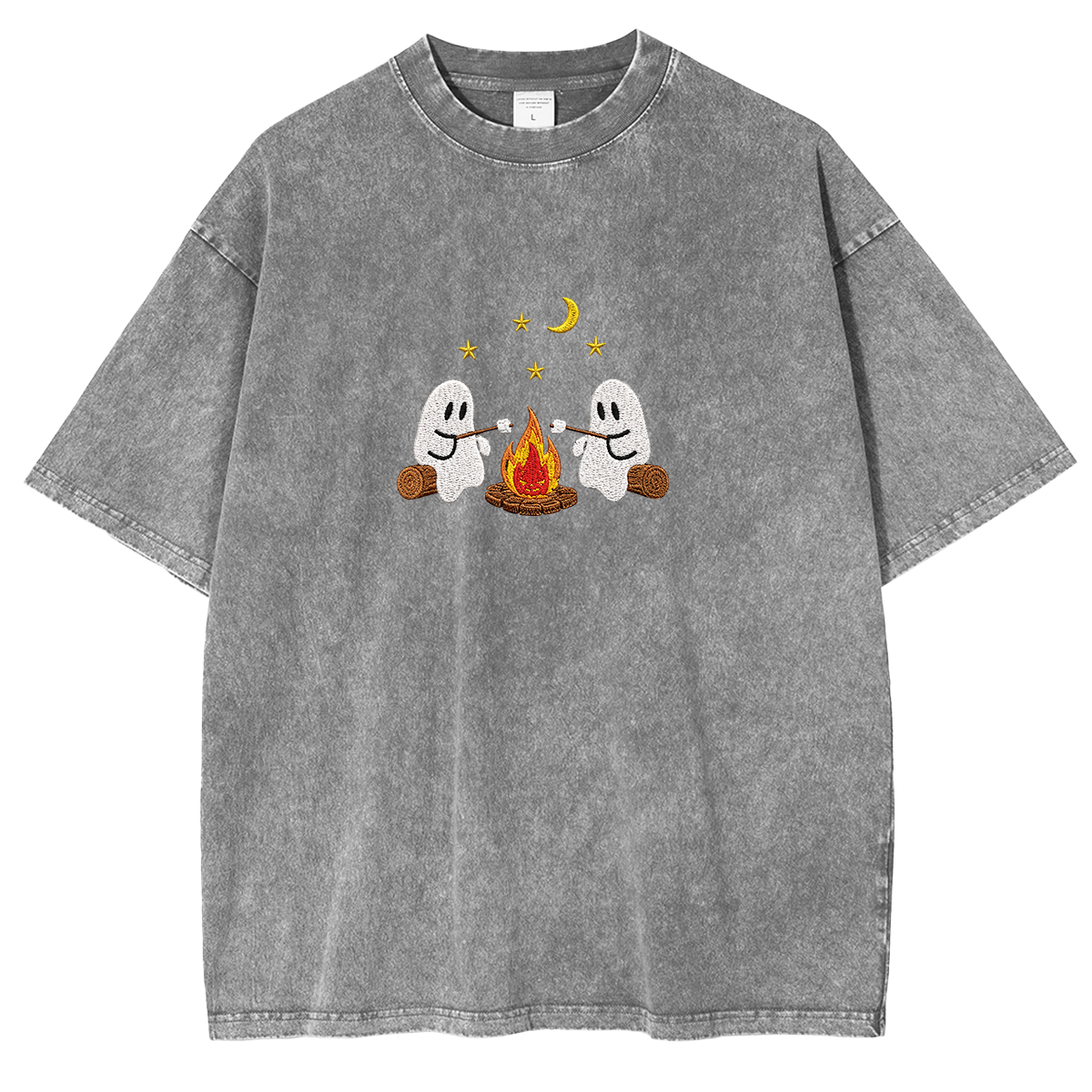 Camping Ghosts Embroidered Halloween Weashed Shrit