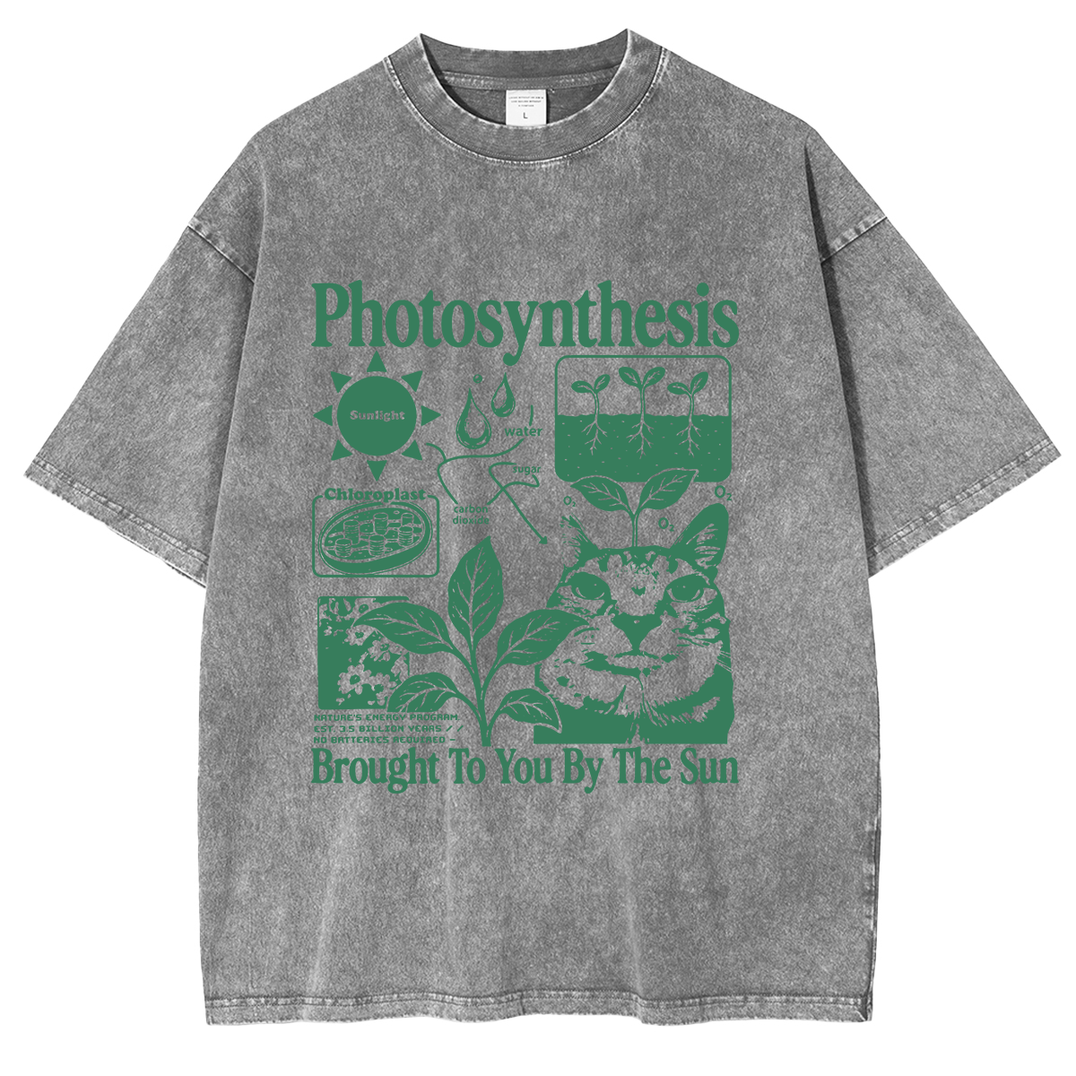 Photosynthesis Cat Washed T-shirts