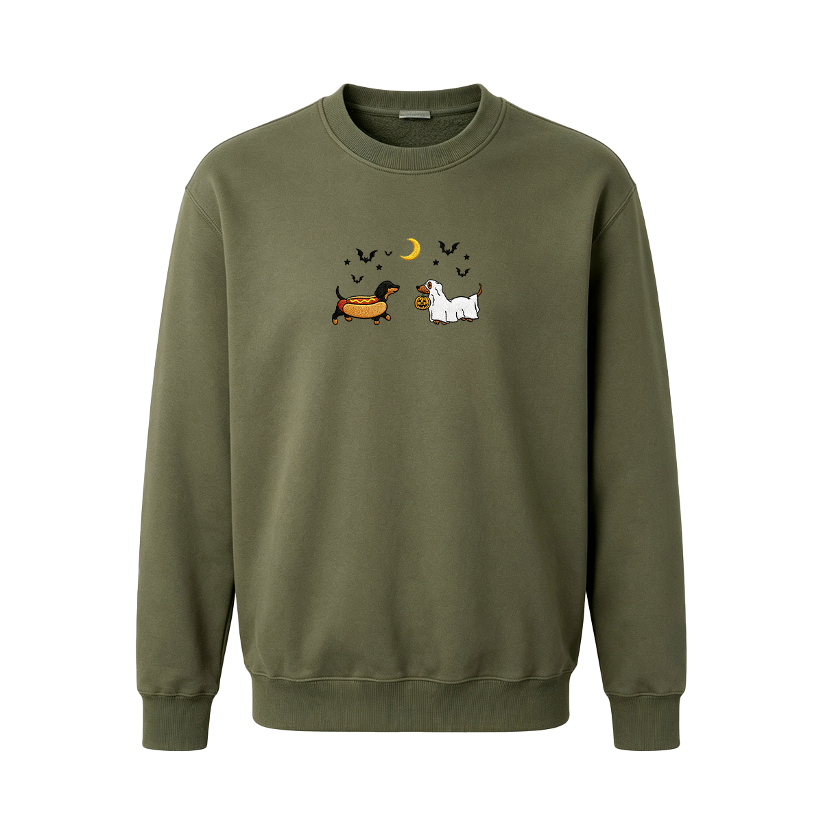 Embroidered Halloween Black and Brown & Brown Dachshunds Spooky Season Sweatshirt