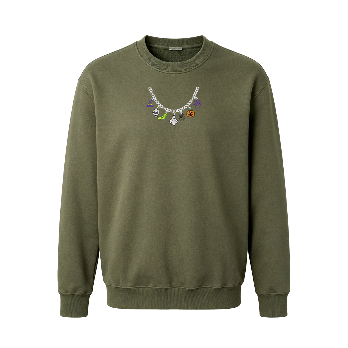 Spooky Season Necklace Charms Embroidered Halloween Sweatshirt