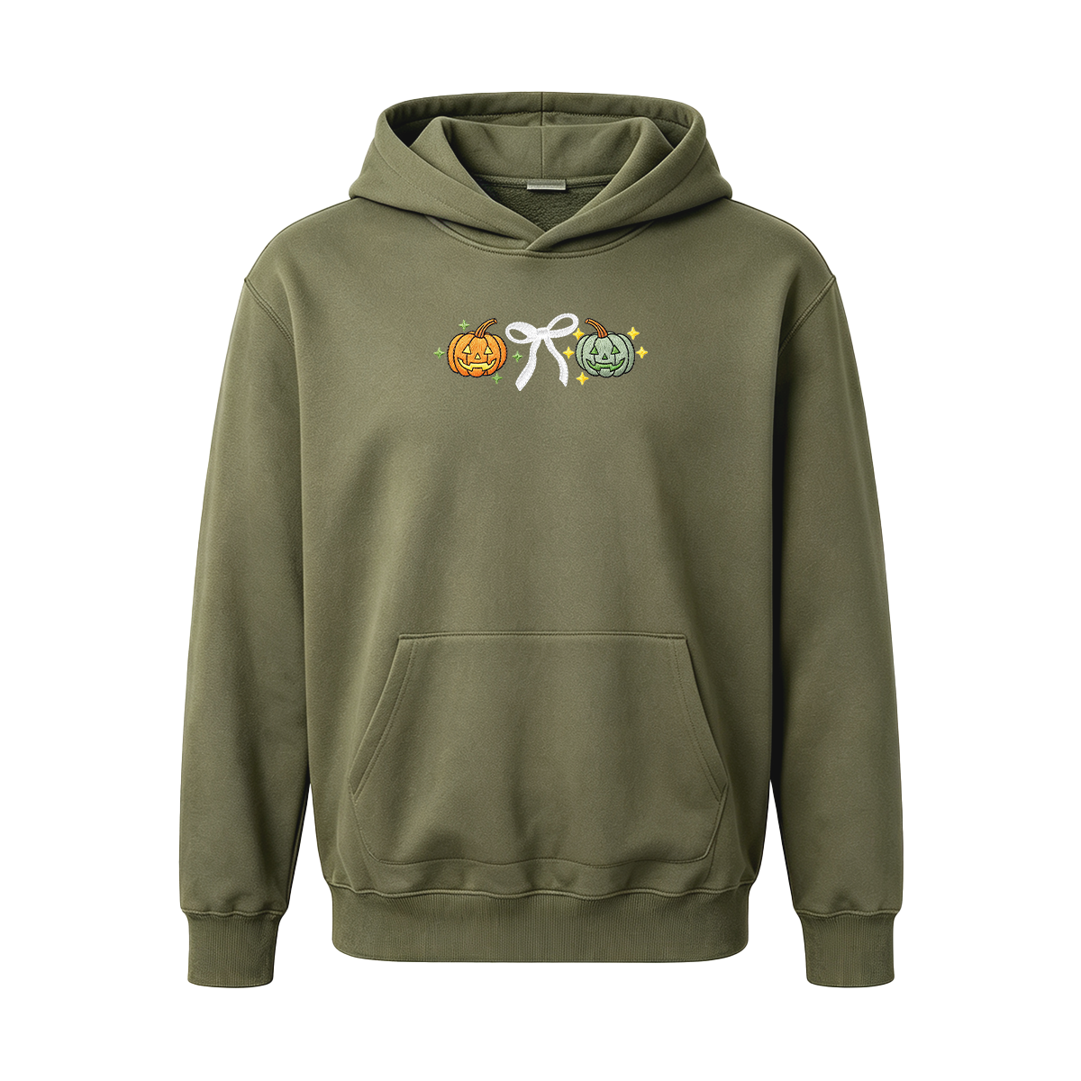 Embroidered Halloween Coquette Pumpkins Hoodie