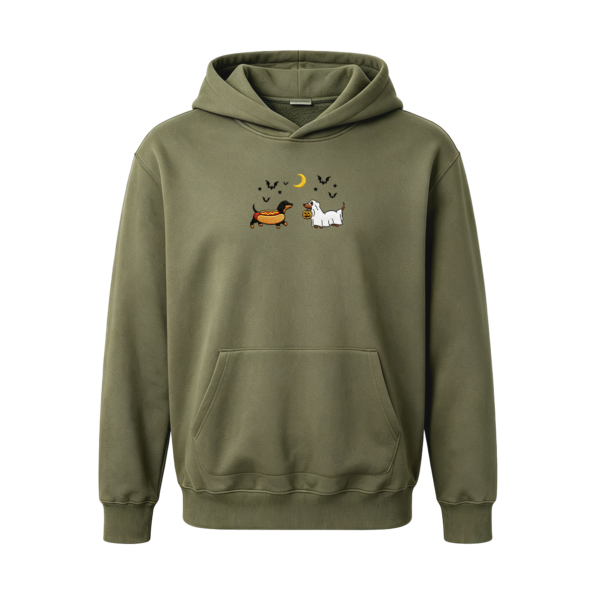 Embroidered Halloween Black and Brown & Brown Dachshunds Spooky Season  Hoodie