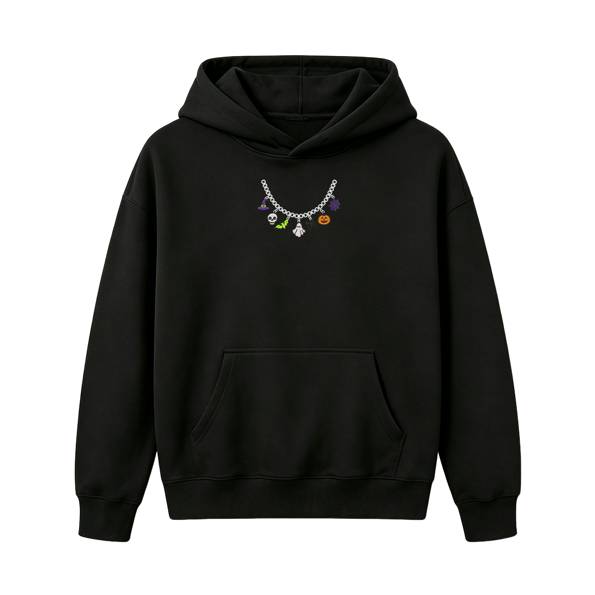 Spooky Season Necklace Charms Embroidered Halloween  Hoodie