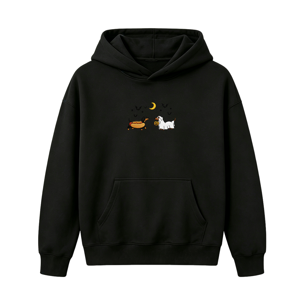 Embroidered Halloween Black and Brown & Brown Dachshunds Spooky Season  Hoodie