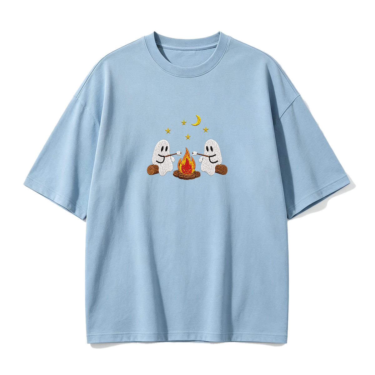 Camping Ghosts Embroidered Halloween T-shirt