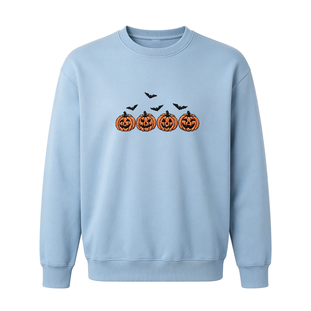 Pumpkins and bats embroidered spooky season Halloween Sweatshirt