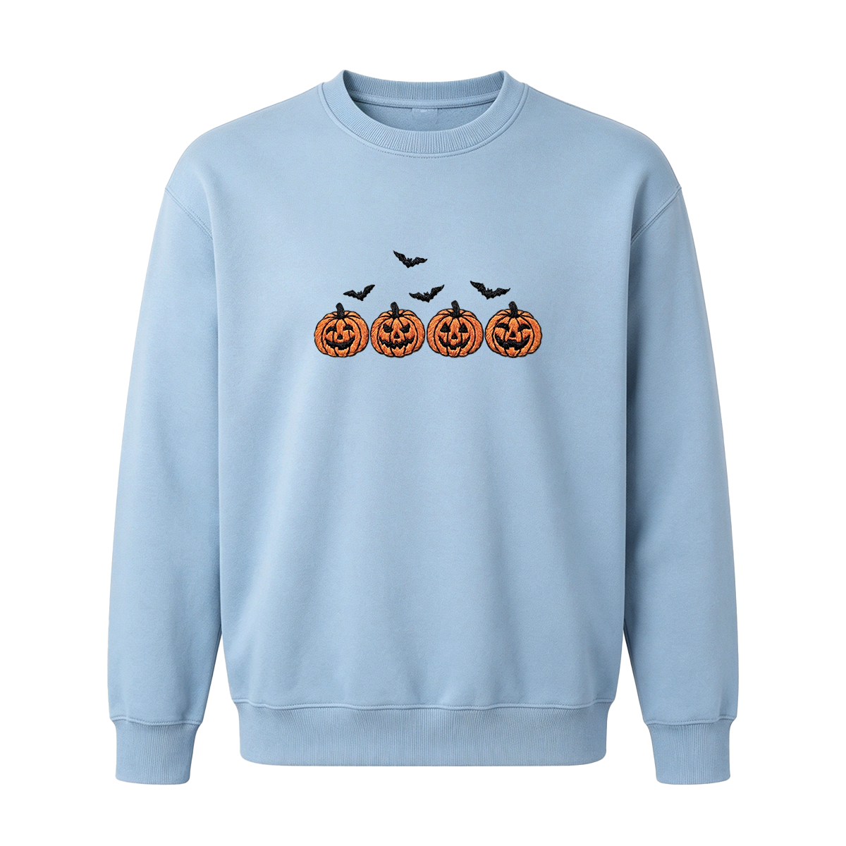 Pumpkins and bats embroidered spooky season Halloween Sweatshirt