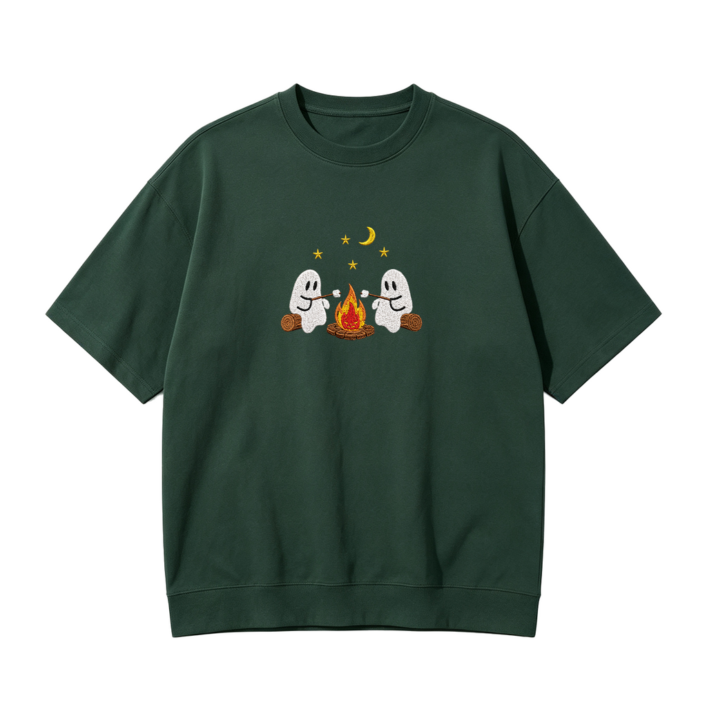 Camping Ghosts Embroidered Halloween T-shirt