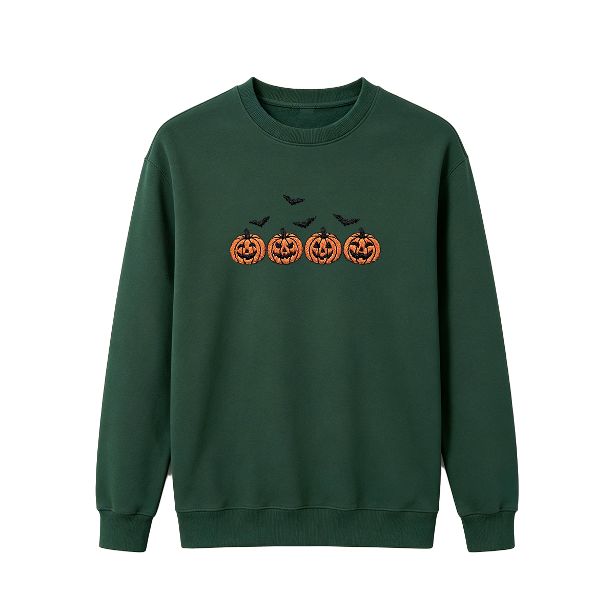 Pumpkins and bats embroidered spooky season Halloween Sweatshirt
