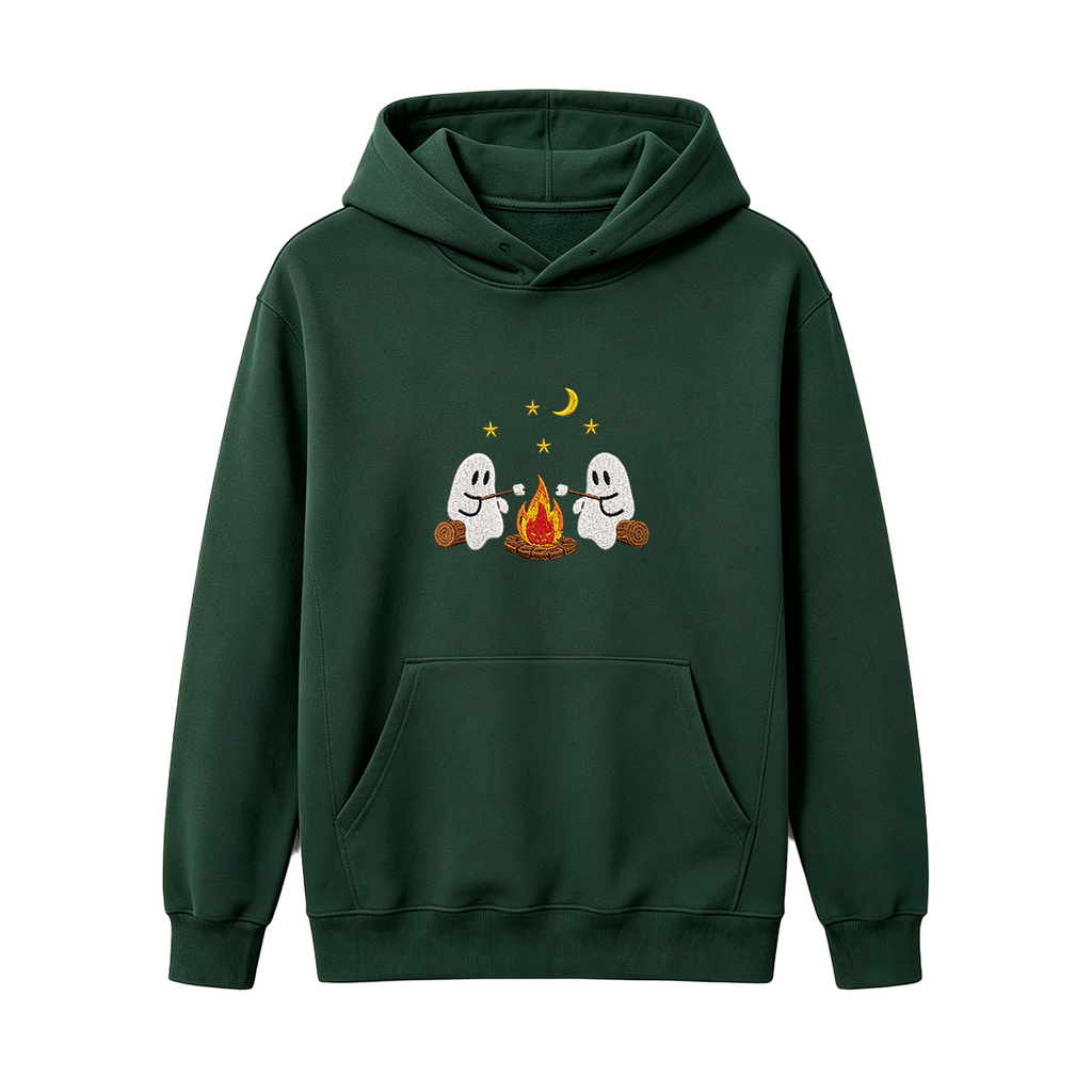Camping Ghosts Embroidered Halloween Hoodie