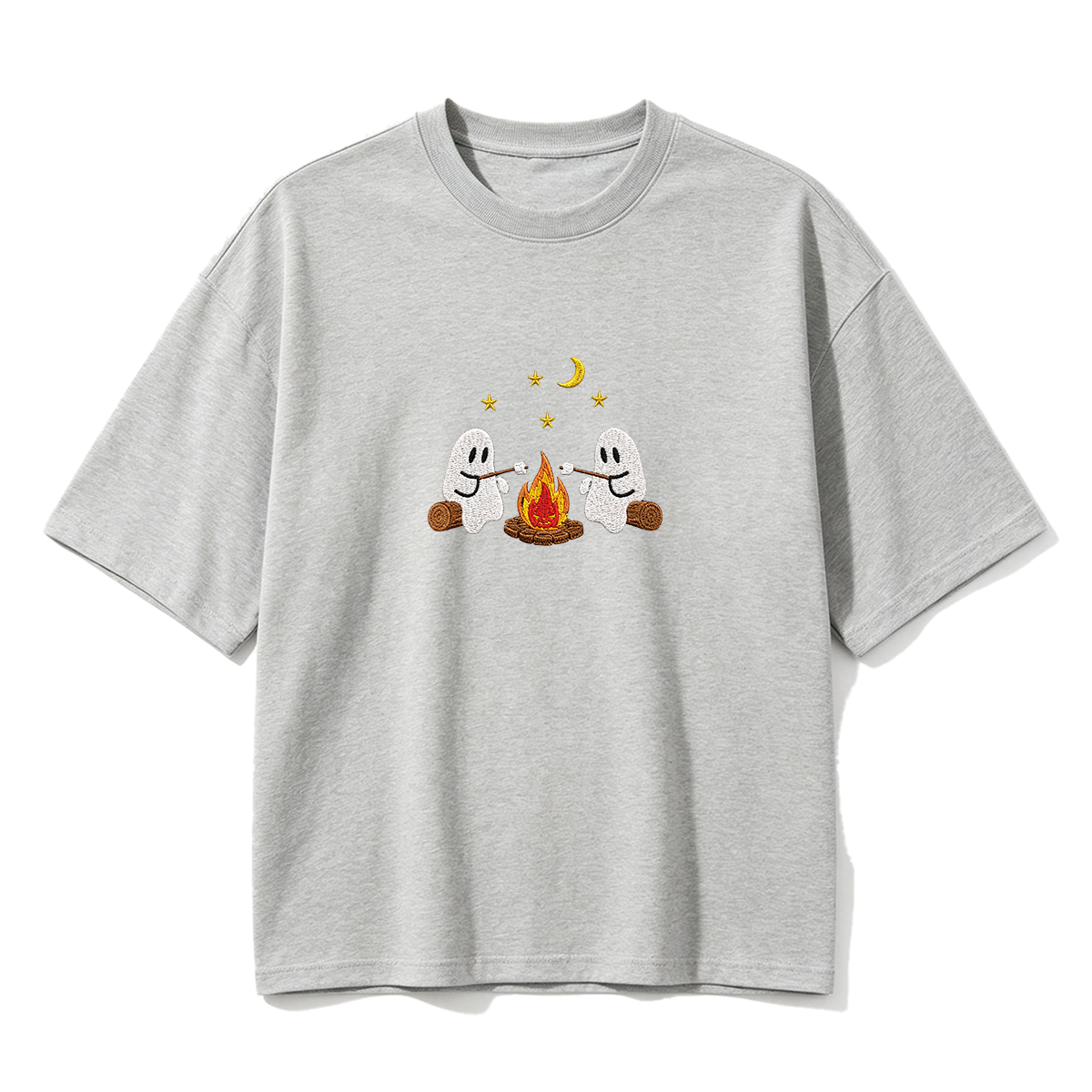 Camping Ghosts Embroidered Halloween T-shirt
