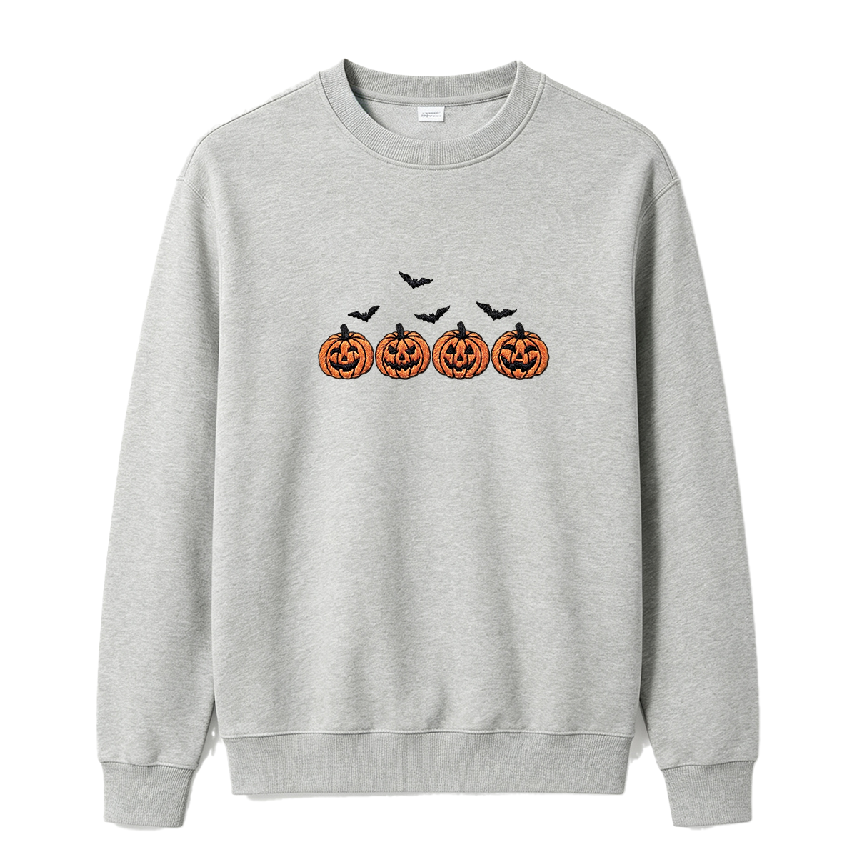 Pumpkins and bats embroidered spooky season Halloween Sweatshirt