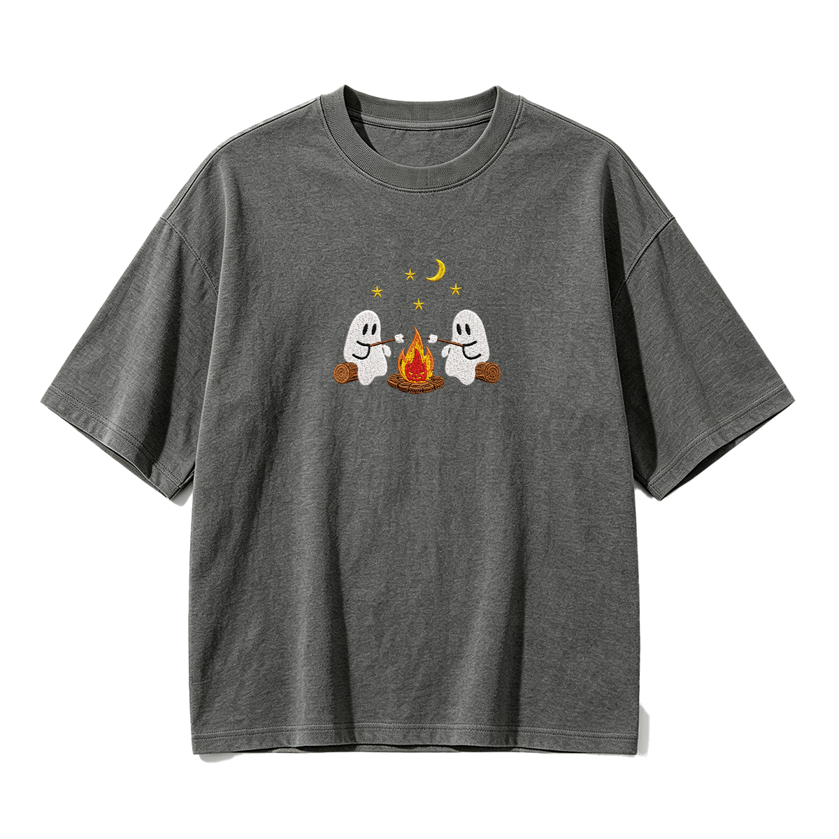 Camping Ghosts Embroidered Halloween T-shirt