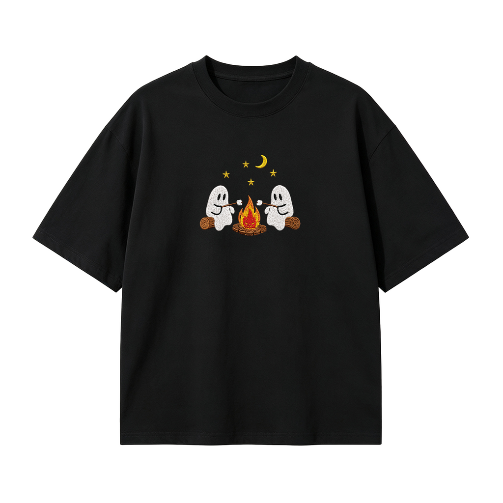 Camping Ghosts Embroidered Halloween T-shirt