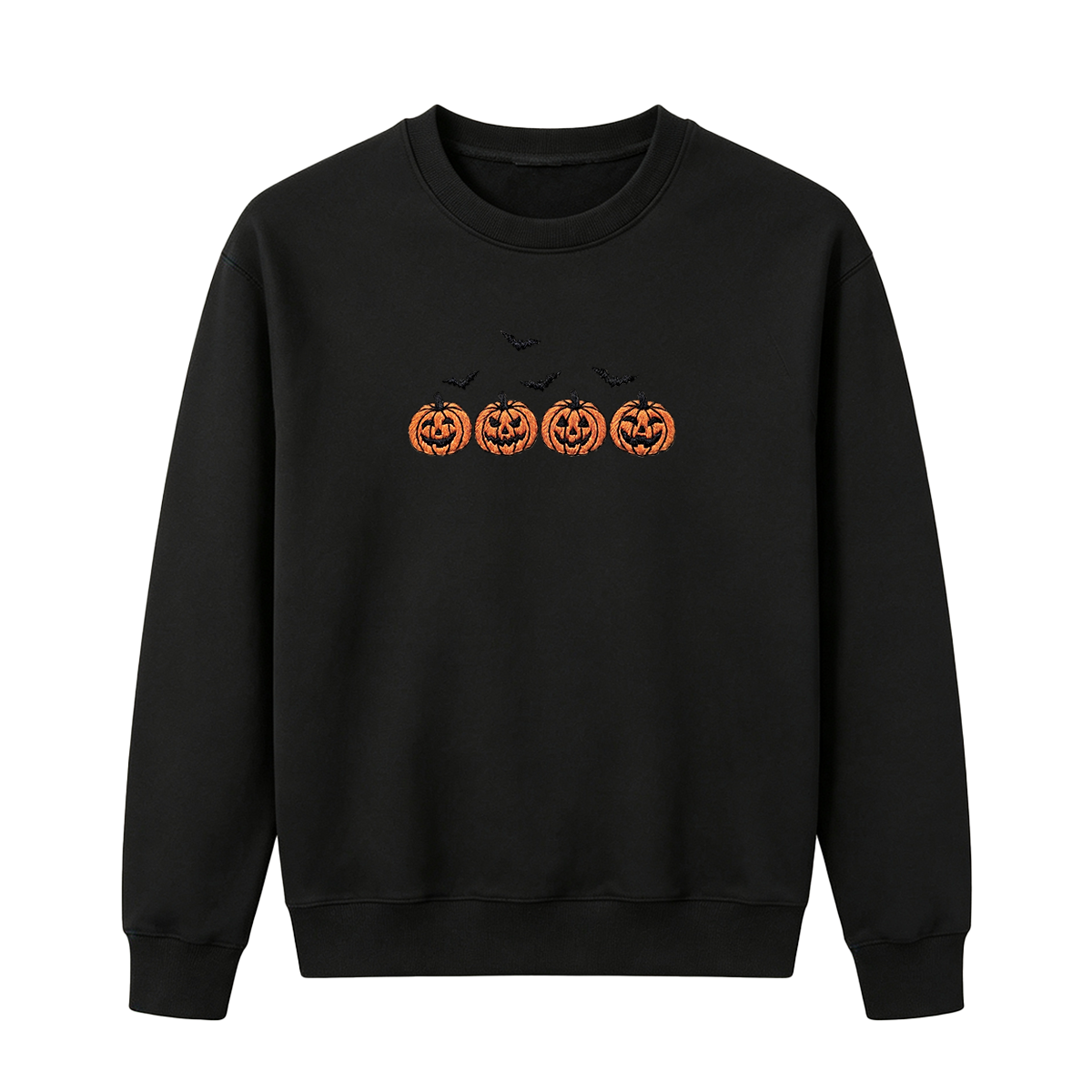 Pumpkins and bats embroidered spooky season Halloween Sweatshirt