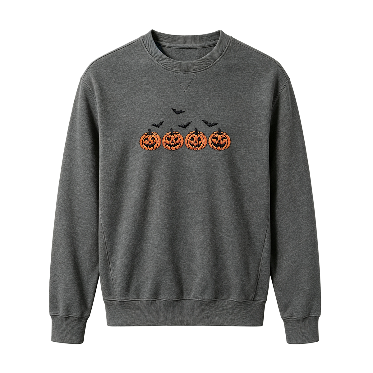 Pumpkins and bats embroidered spooky season Halloween Sweatshirt