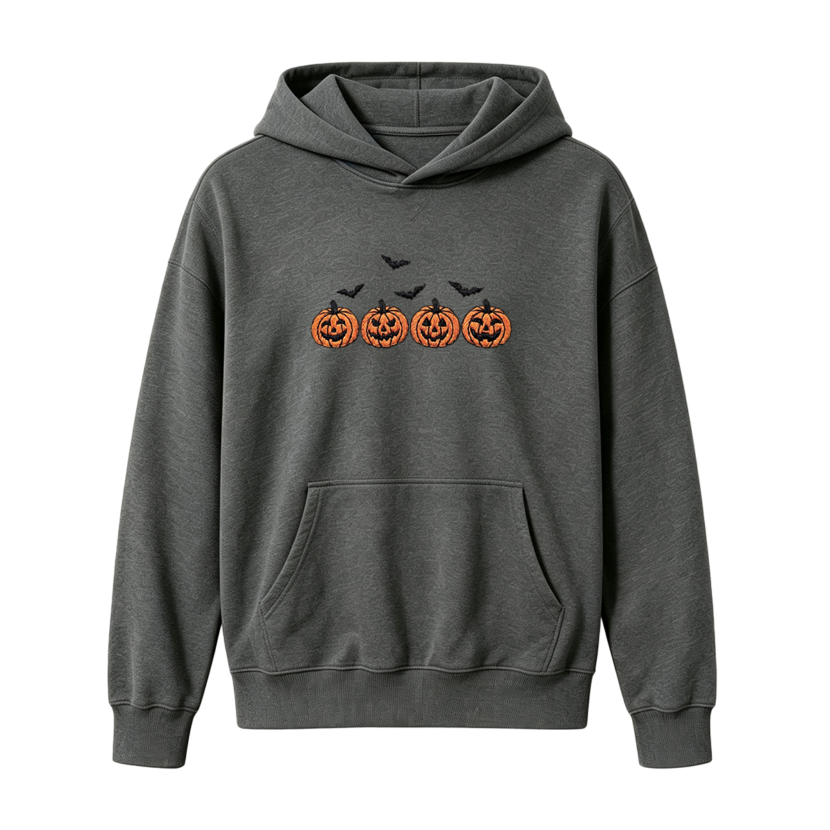 Pumpkins and bats embroidered spooky season Halloween Hoodie