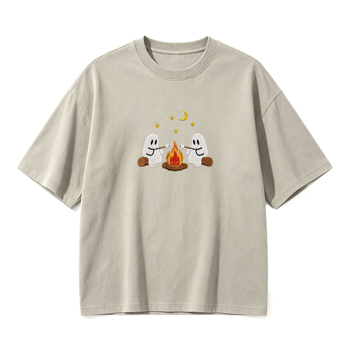 Camping Ghosts Embroidered Halloween T-shirt